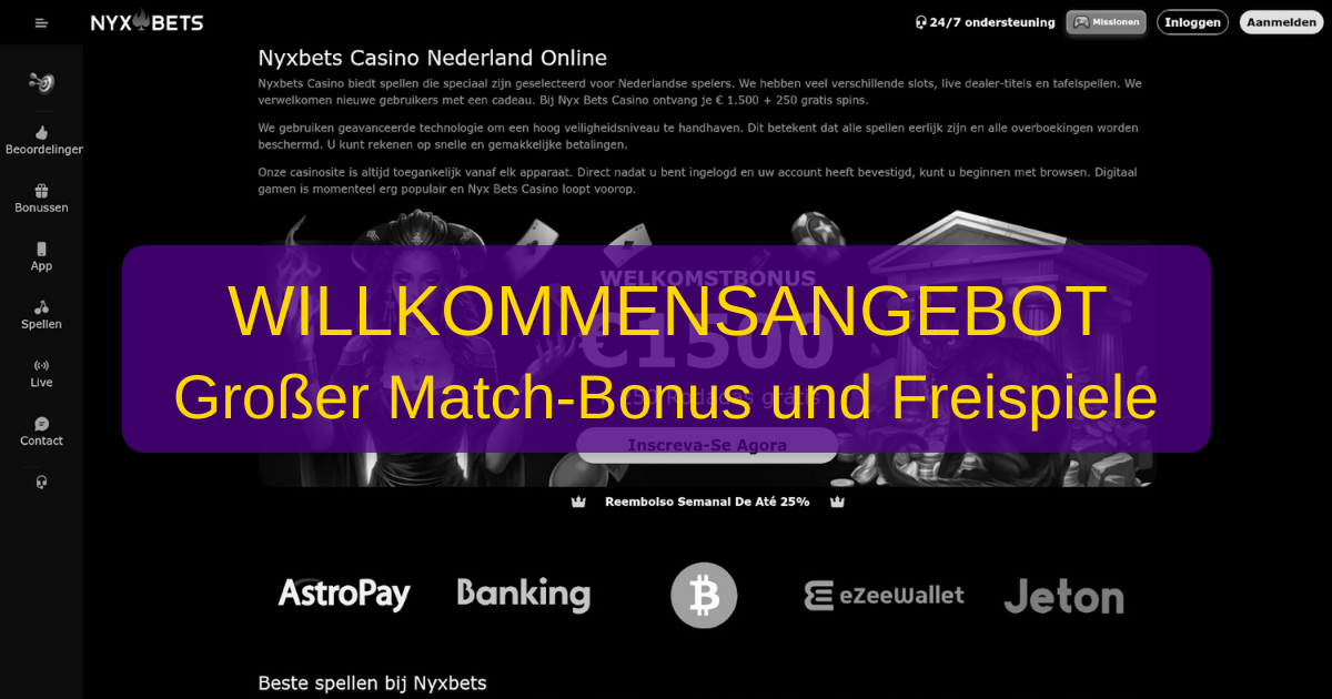 Nyxbets Casino welcome bonus
